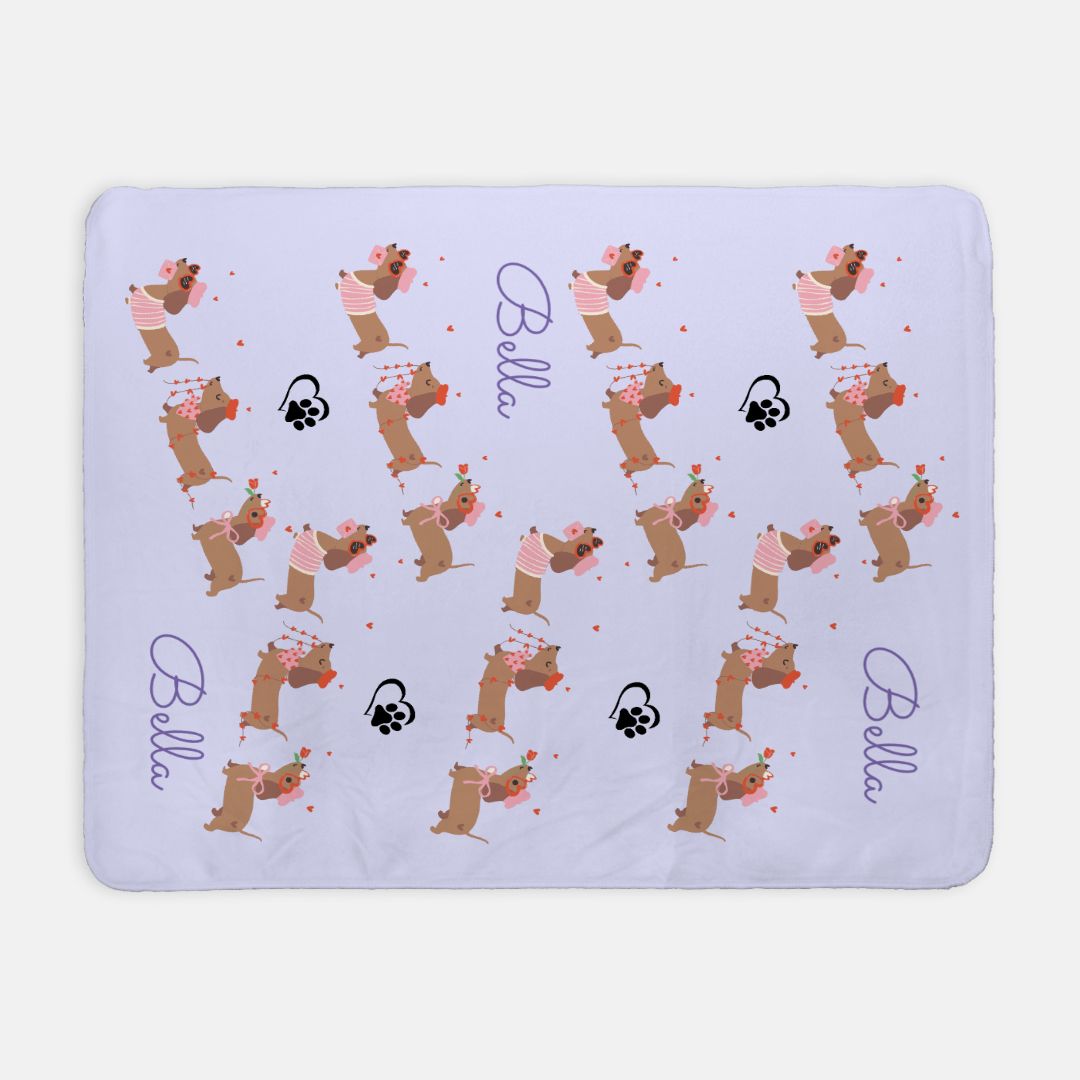 Personalized Lovely Dox Sherpa Blanket - 50" x 60"(SAND)