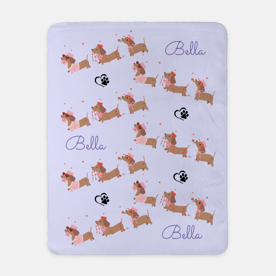 Personalized Lovely Dox Sherpa Blanket - 50" x 60"(SAND)