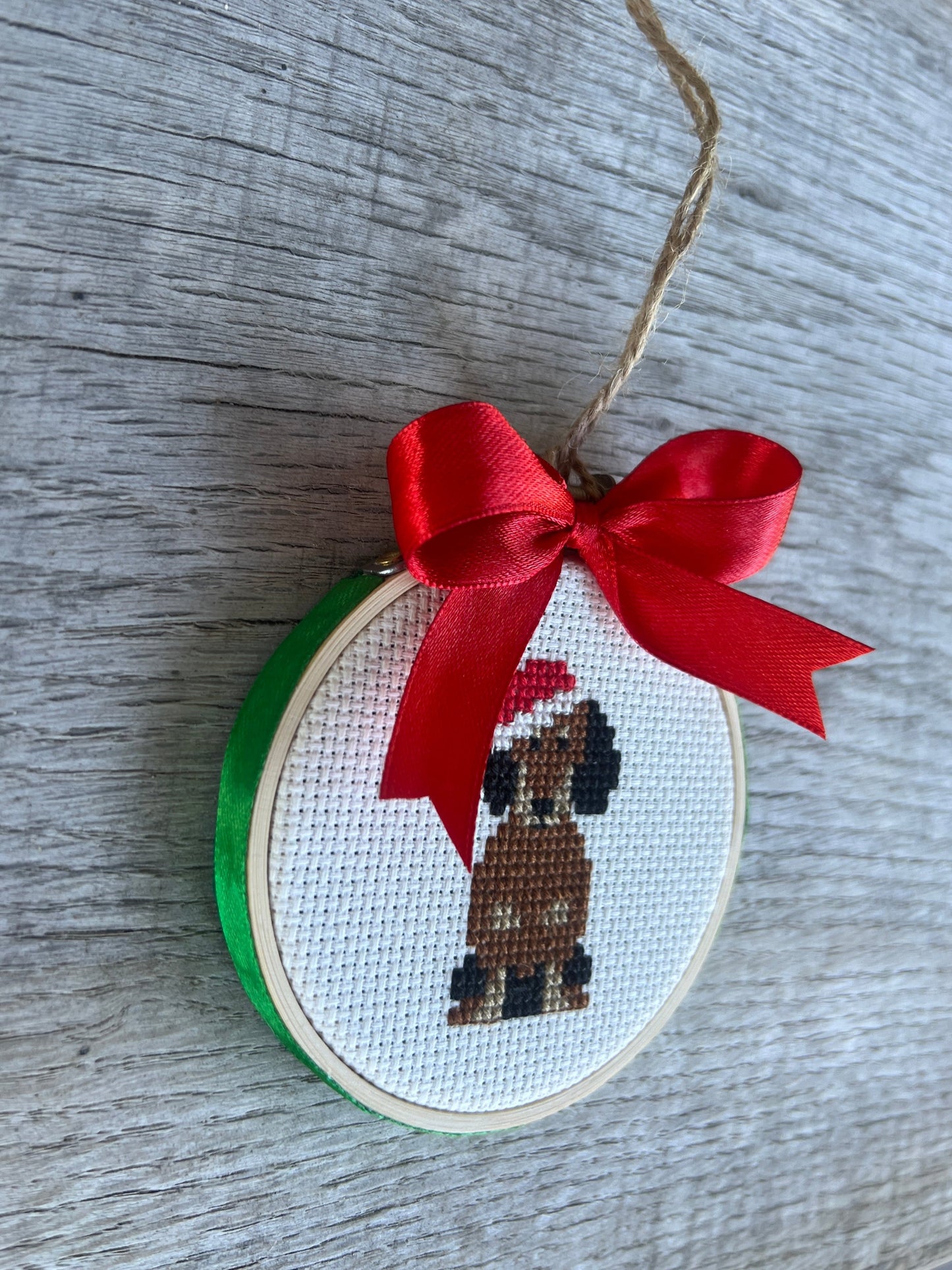 Classic Cross Stitch Dachshund Ornament