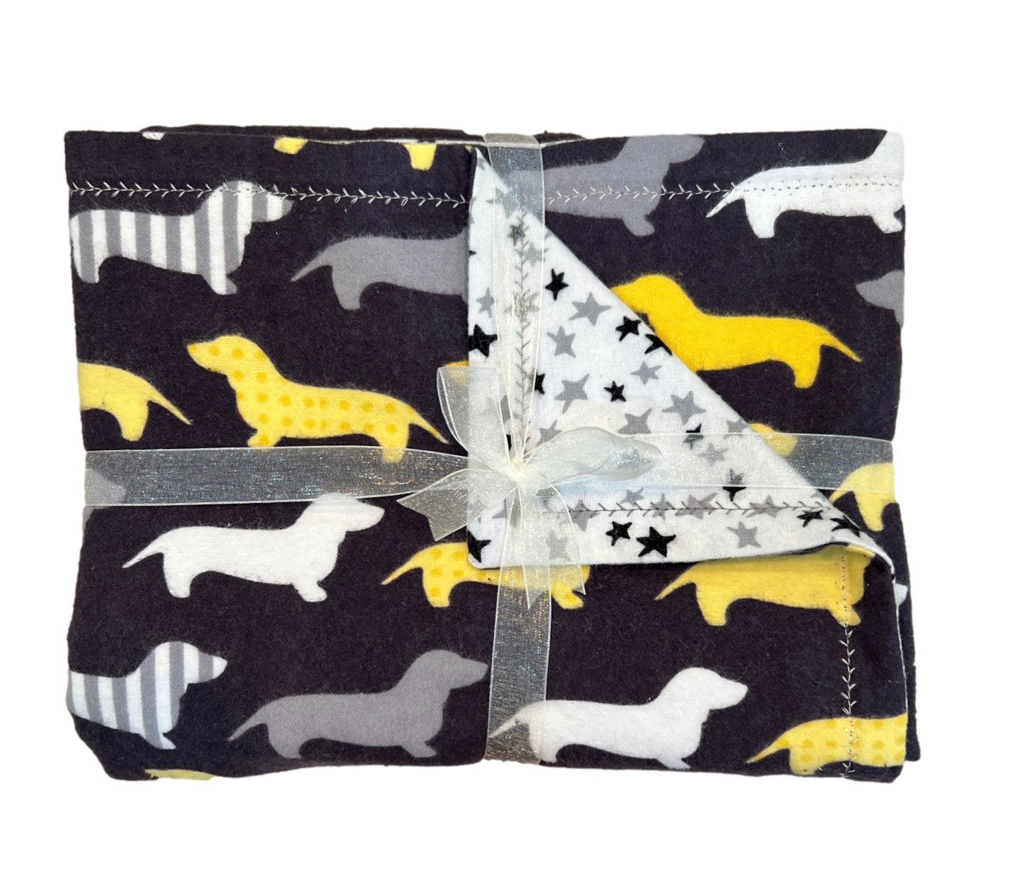 Gray & Yellow Dachshund Double Layer Reversible Doggy Dream Blanket