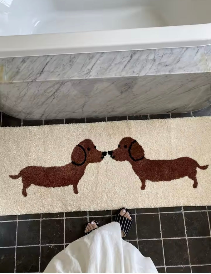 Kissing Dachshunds Bath Mat