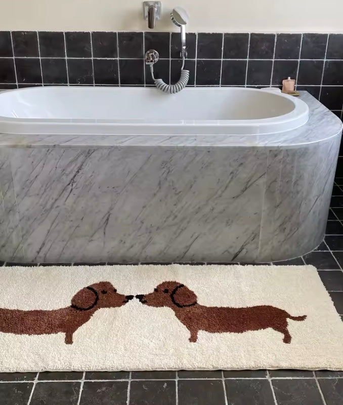 Kissing Dachshunds Bath Mat