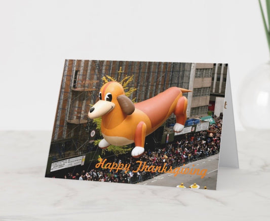 Dachshund Balloon Thanksgiving Card