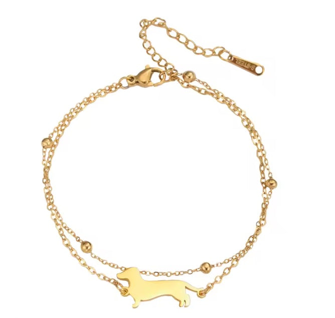 Dachshund Double Chain Bracelet