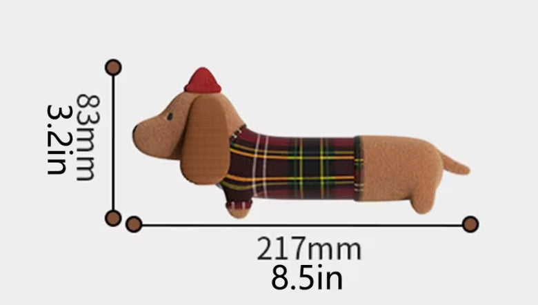 Peter Plaid Squeaky Weenie Dog Toy