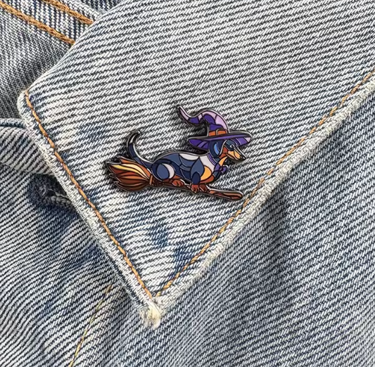 Dachshund Witch Enamel Pin