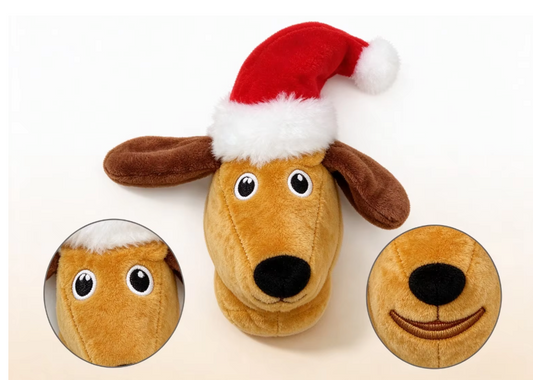 Holiday Hot Dog Squeaky Weenie Plush Dog Toy