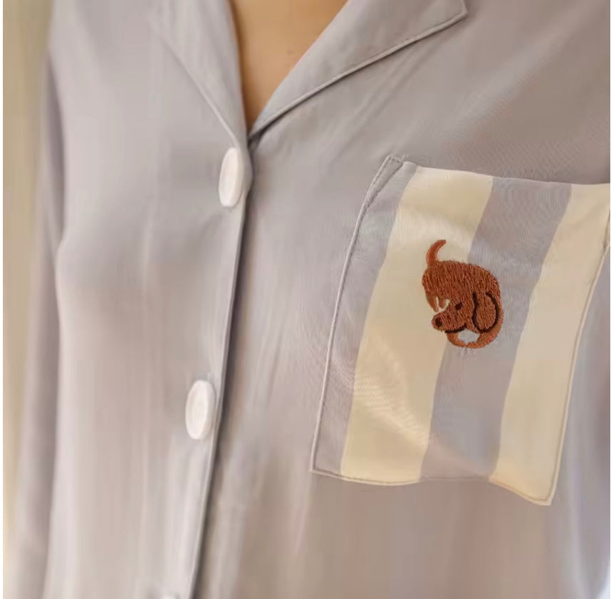 Blue Dachshund Pajama Set