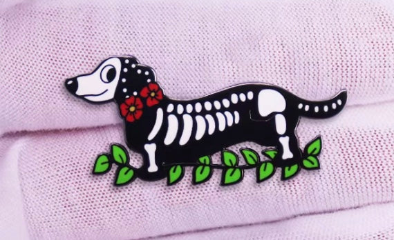 Skeleton Dachshund Enamel Pin