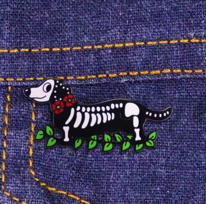 Skeleton Dachshund Enamel Pin