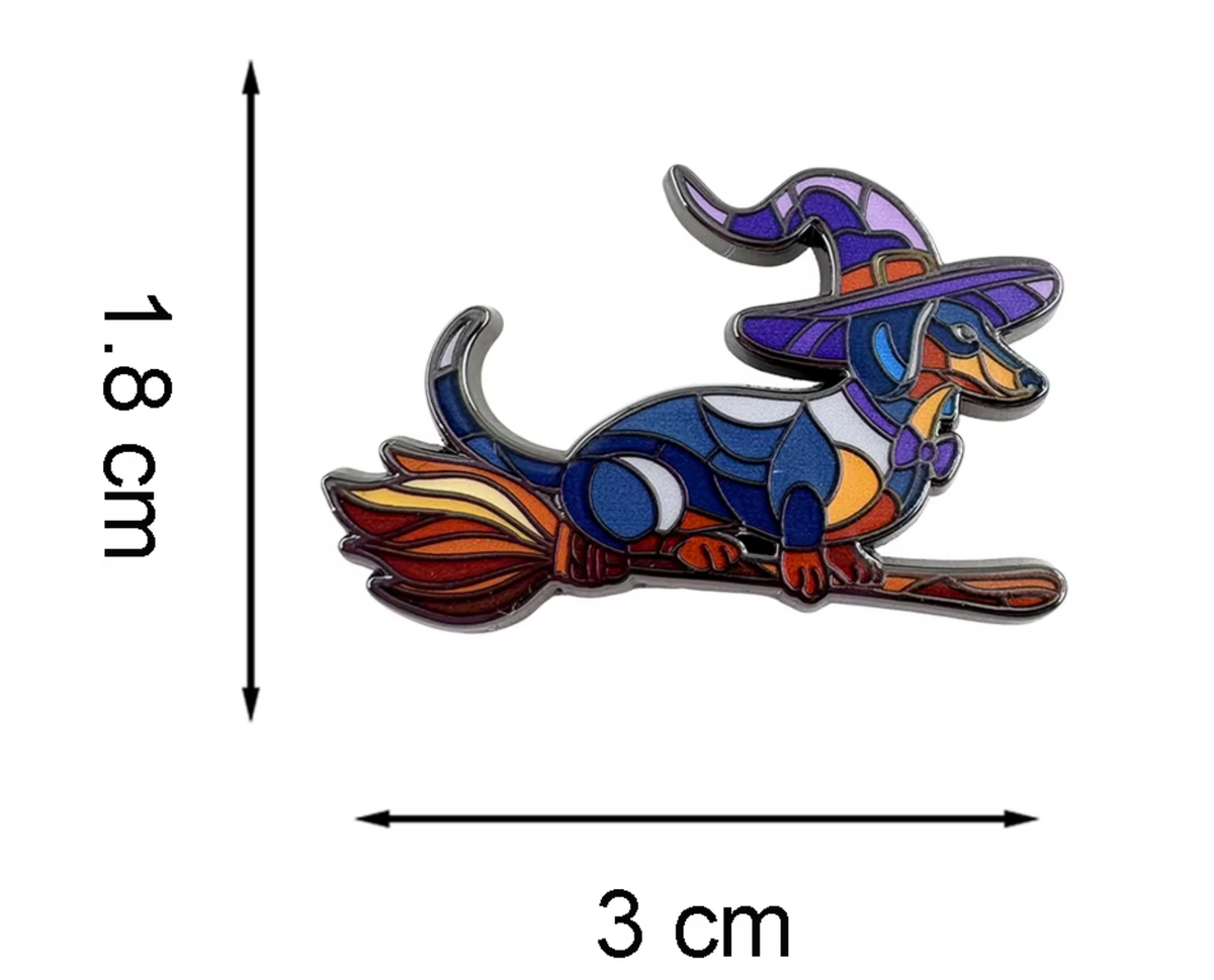Dachshund Witch Enamel Pin