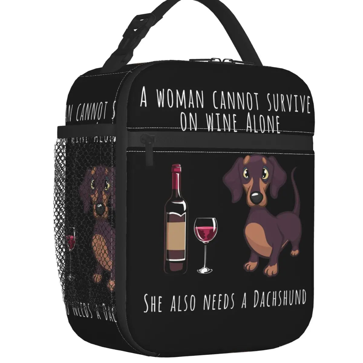 Wine & Dachshunds Rectangular Insulated Lunch Bag