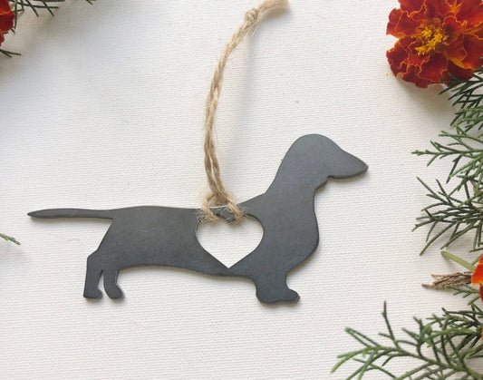 Dachshund Heart Rustic Ornament