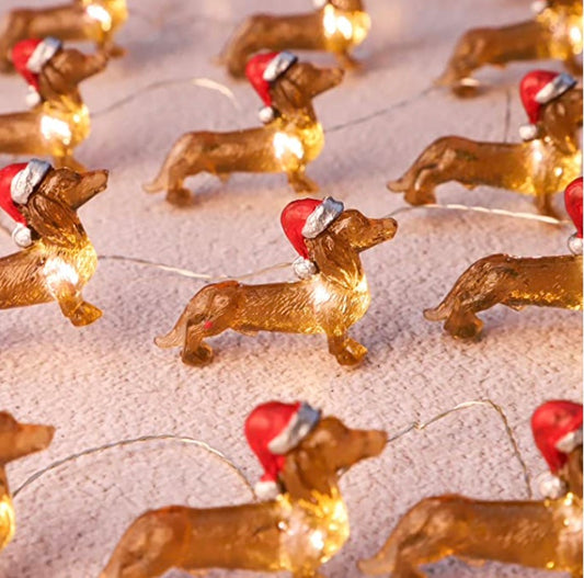 Santa Dachshund String Lights