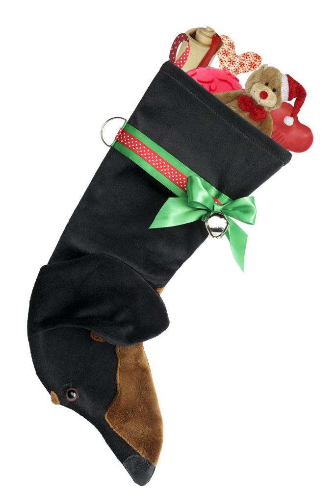 Dachshund Shaped Christmas Stocking - Black & Tan