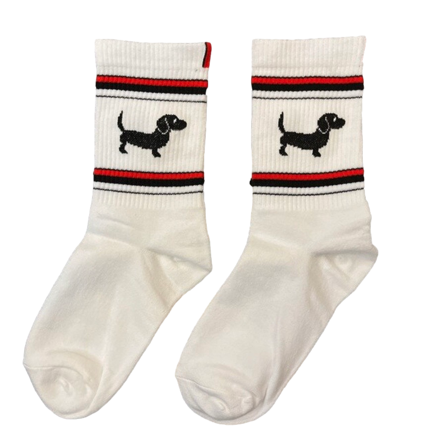 White Dachshund Athletic Socks
