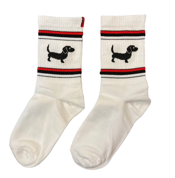 White Dachshund Athletic Socks