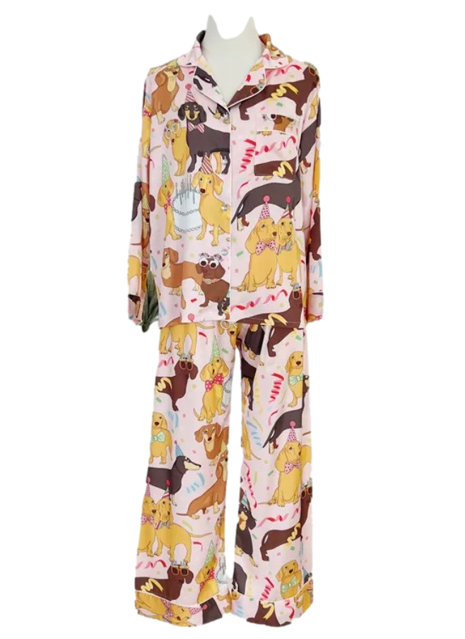 Dachshund Party Satin Pajama Set
