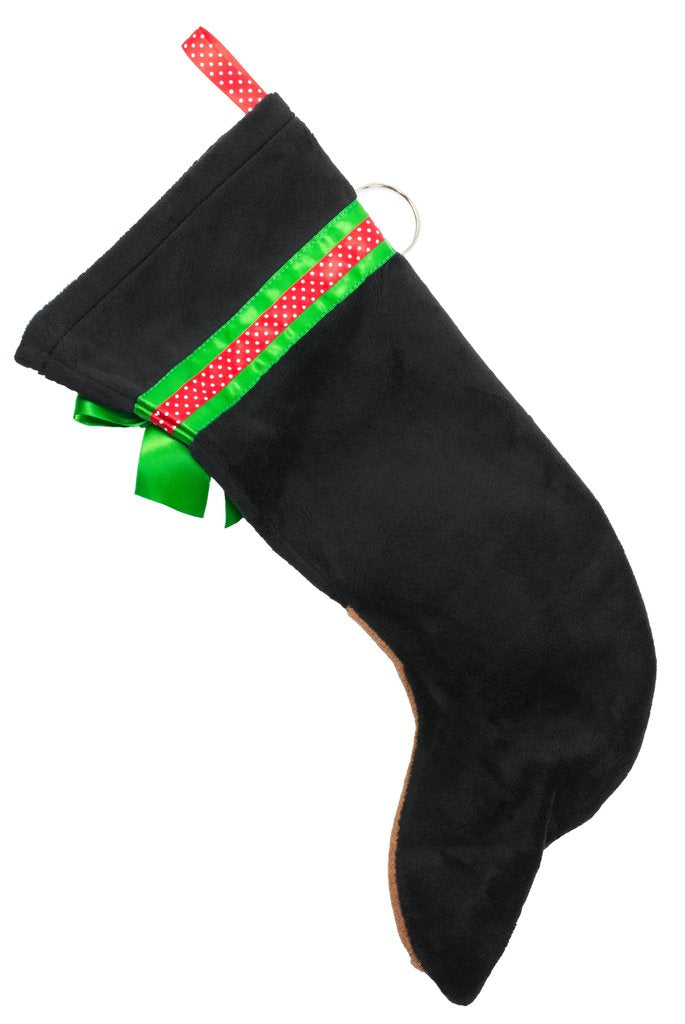 Dachshund Shaped Christmas Stocking - Black & Tan
