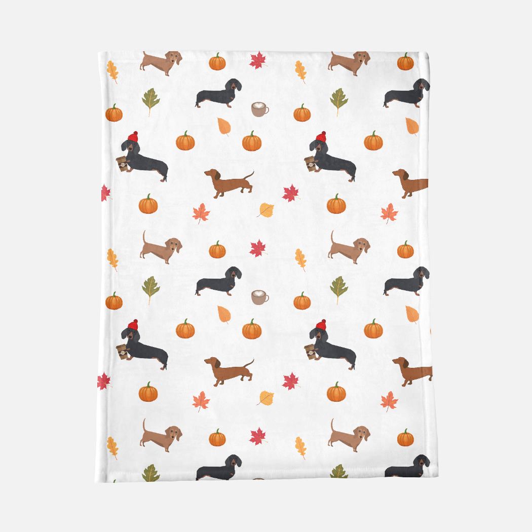 Lightweight Fall Dachshunds Minky Blanket