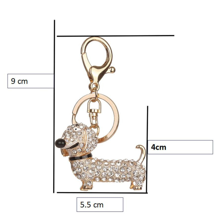 Rhinestone Dachshund Tassel Keychain