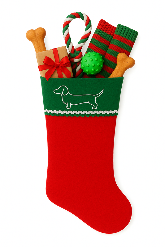 Deluxe Santa-Filled Dachshund Stocking