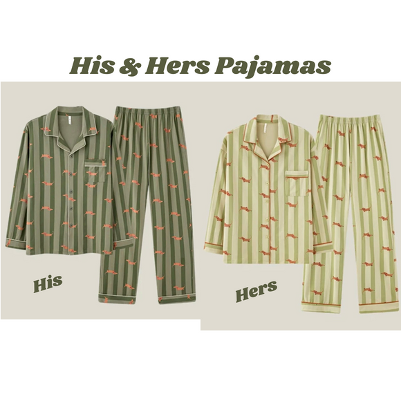 His & Hers Dachshund Pajamas Set
