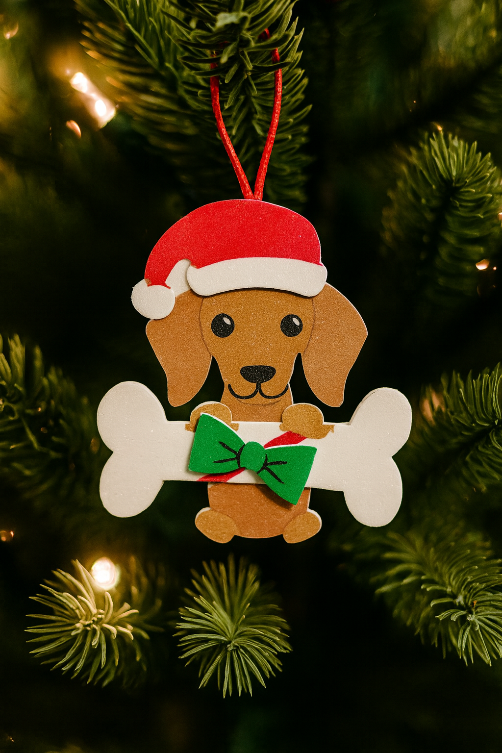 Santa Dachshund Tree Ornament