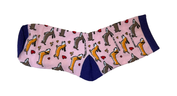 Pink & Purple Dachshund Socks