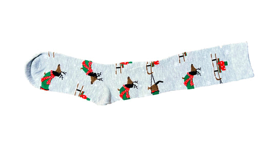 Gray Holiday Knee-High Dachshund Socks