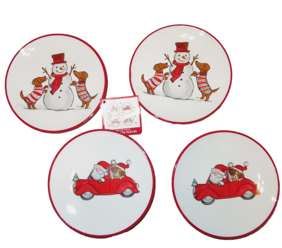 Set of 4 Holiday Appetizer Plates