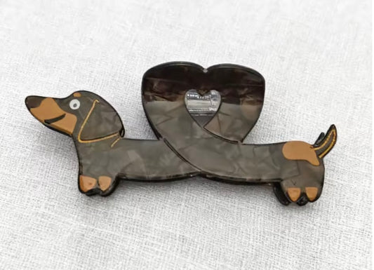 Heart Dachshund Claw Style Hair Clip