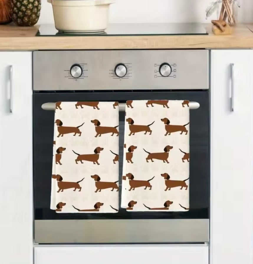 Set of 2 Dachshund Kitchen Towels
