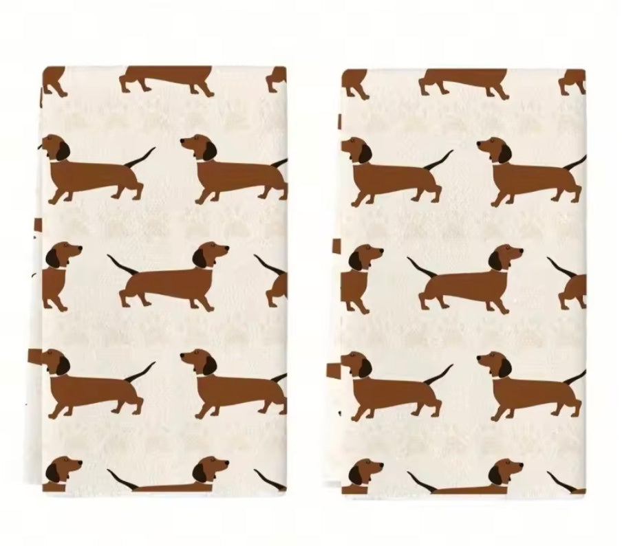Set of 2 Dachshund Kitchen Towels