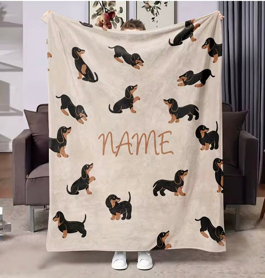 Personalized Dachshund Blanket