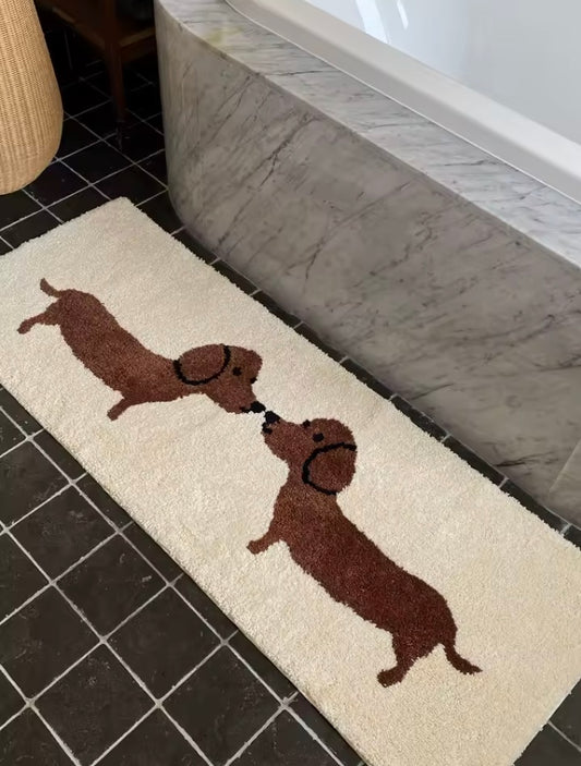 Kissing Dachshunds Bath Mat