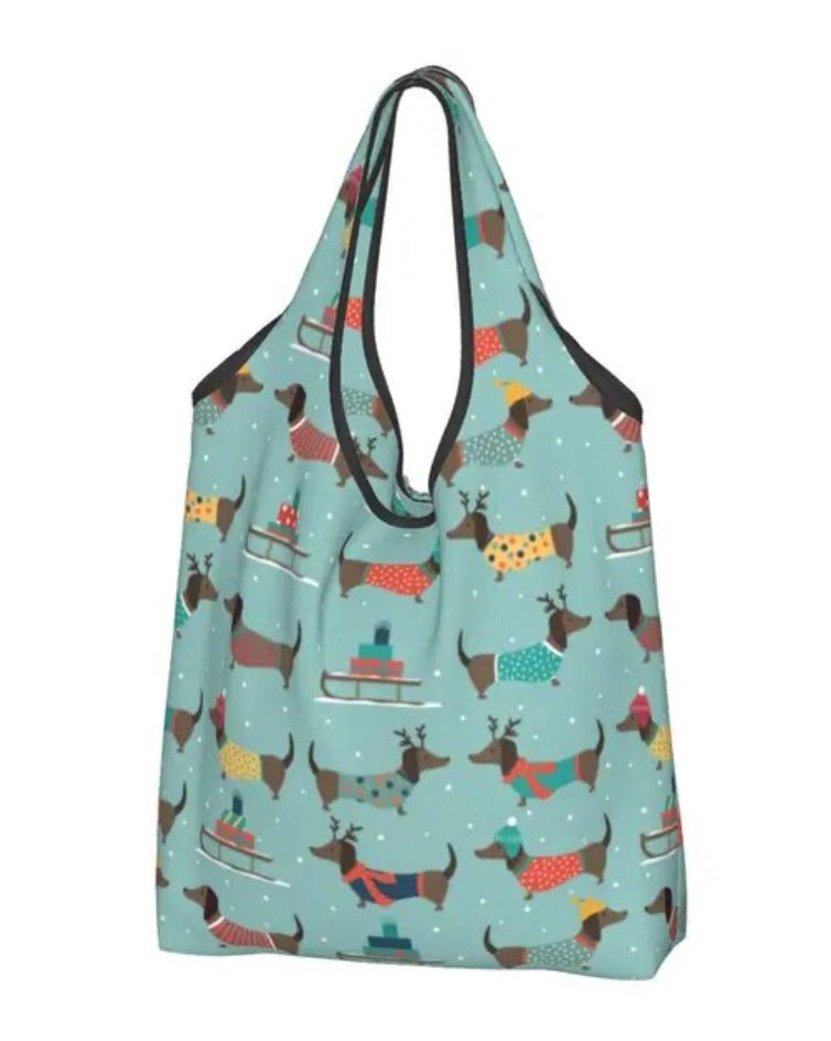 Winterfest Foldable Dachshund Shopping Bag
