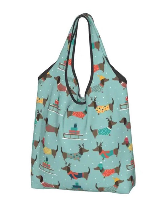 Winterfest Foldable Dachshund Shopping Bag