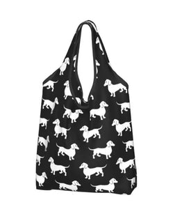 Black & White Foldable Dachshund Shopping Bag