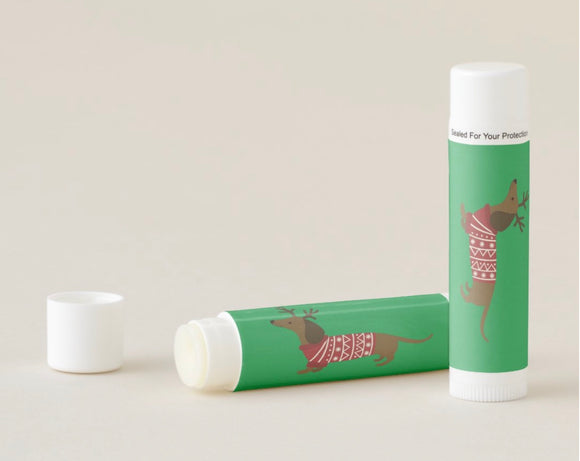 Reindeer Dachshund Spearmint Flavor Lip Balm