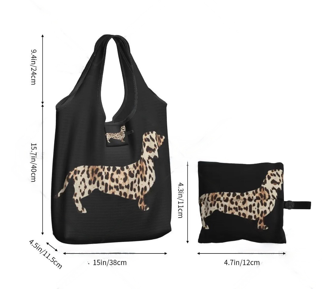 Leopard Foldable Dachshund Shopping Bag