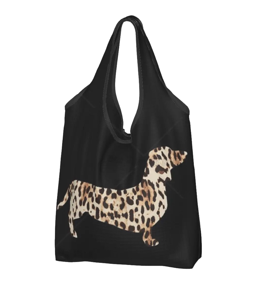 Leopard Foldable Dachshund Shopping Bag