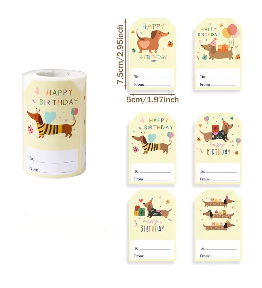 Dachshund Birthday Gift Tags
