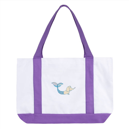 Dachshund Mermaid Canvas Beach Bag
