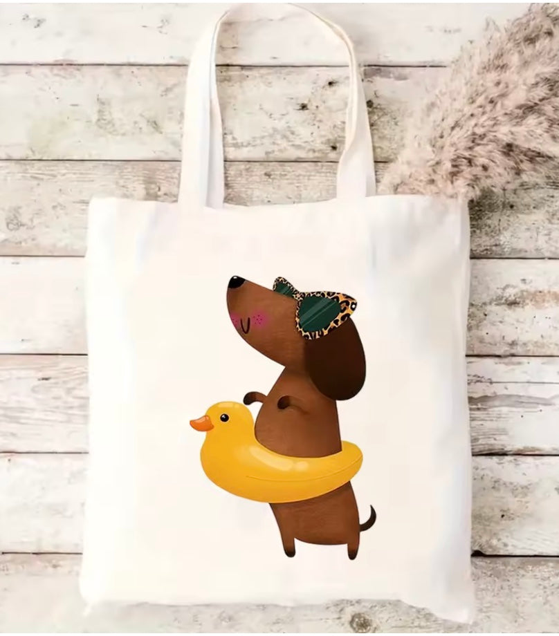 Summer Love Dachshunds Canvas Tote Bag