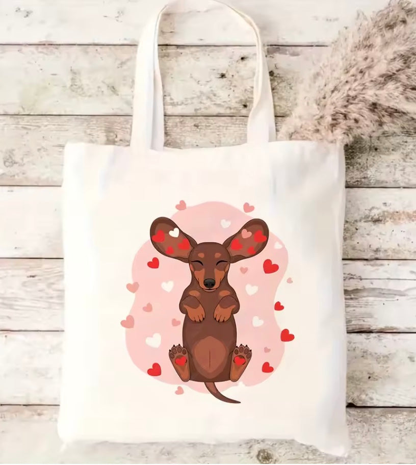 Summer Love Dachshunds Canvas Tote Bag
