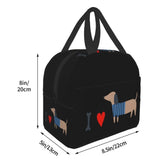 Green Dachshunds with Daisies Insulated Lunch Bag