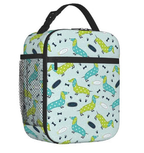 Blue-Green Dachshund Rectangular Insulated Lunch Bag