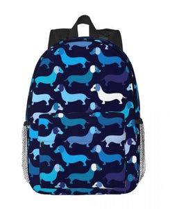 Blue Dachshunds Patterned Backpack