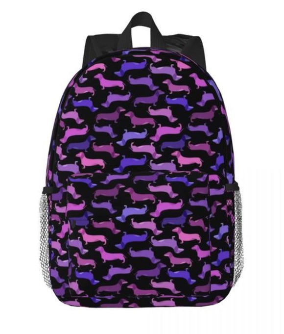 Purple Dachshunds Patterned Backpack